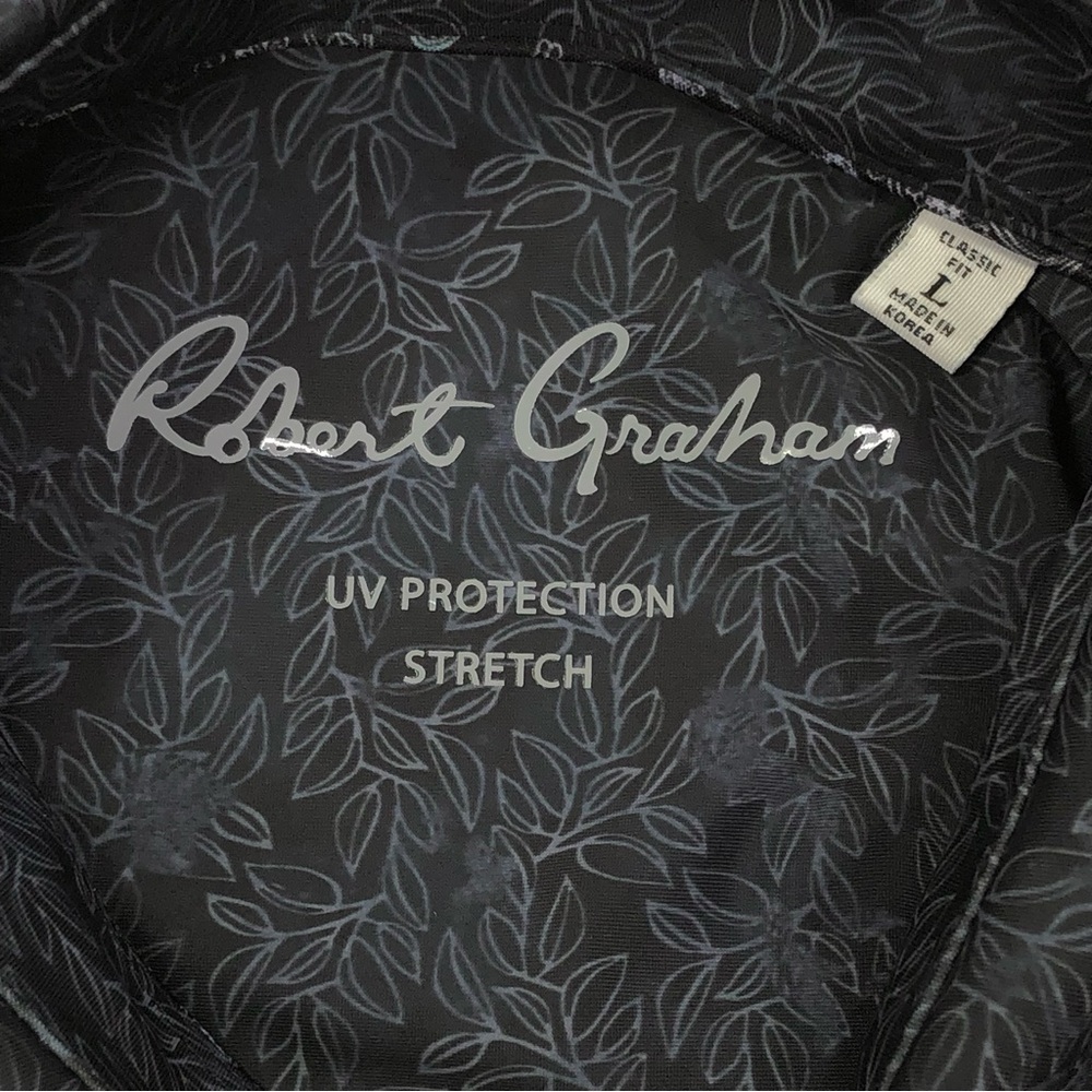 Robert Graham Gray UV Protection Stretch Long Sleeve Shirt Size L Classic Fit - Picture 5 of 11